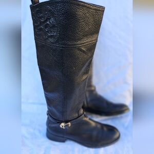 Tory Burch Black Leather Knee-High Boots Size 6.5M